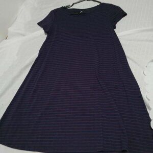 Vintage blue cotton and spandex stretch sports dress with red stripes